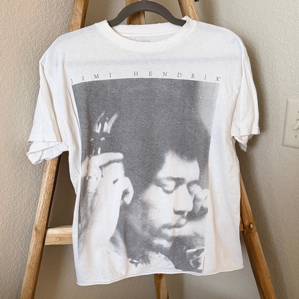 Jimi Hendrix White Graphic Short Sleeve T-Shirt - Picture 2 of 4